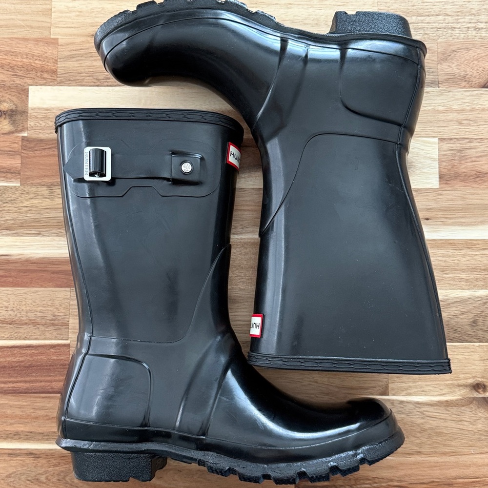 NEW Hunter Glossy Black Original Short Rain Boots, Size 9
